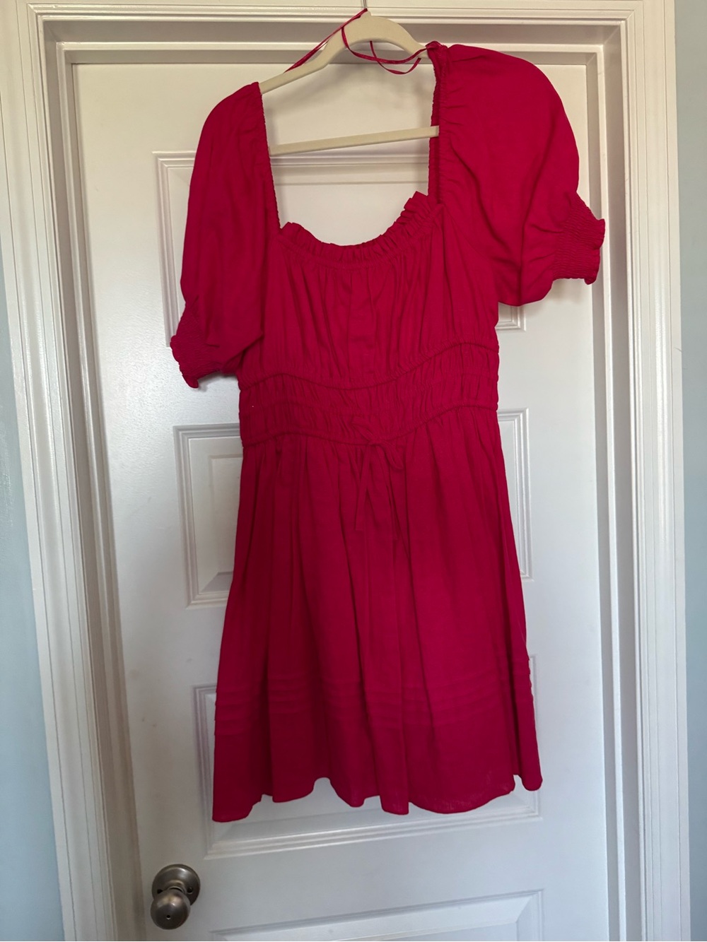 Chelsea & Violet Hot Pink Puff Sleeve Mini Dress